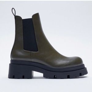 Zara Low Heeled Lug Sole Ankle Boot